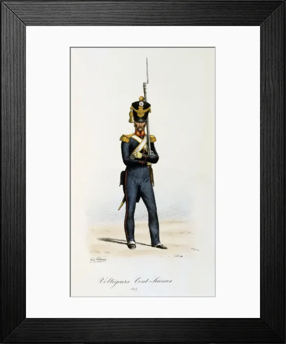 Framed Print : Voltigeurs, Cents-Suisses, 1815 Artist: Eugene Titeux Framed Print : Voltigeurs, Cents-Suisses, 1815 Artist: Eugene Titeux