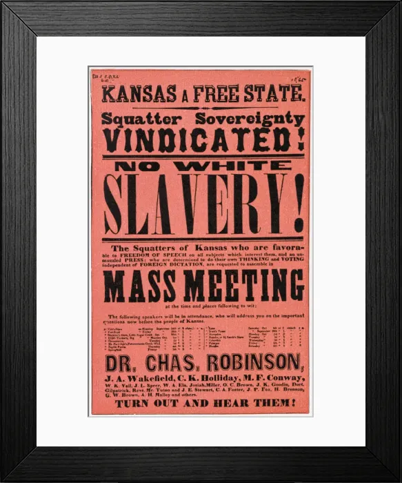 Framed Print : Poster against slavery in Kansas, 19th century Framed Print : Poster against slavery in Kansas, 19th century