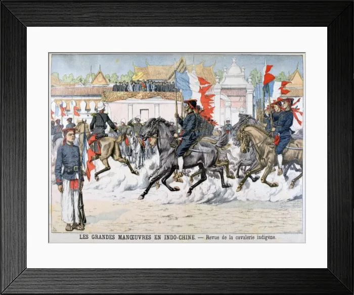 Framed Print : Review of the indigenous cavalry, French Indochina, 1903 Framed Print : Review of the indigenous cavalry, French Indochina, 1903