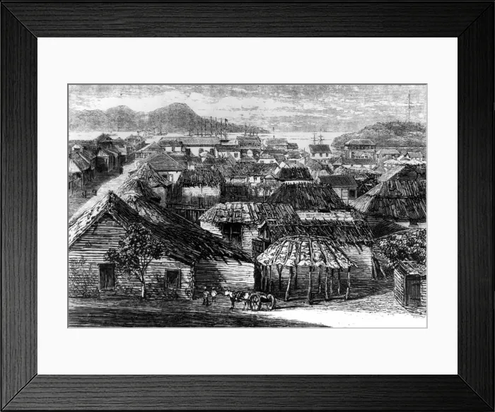 Framed Print : Town and bay of Puerto Plata, Santo Domingo, 1873 Framed Print : Town and bay of Puerto Plata, Santo Domingo, 1873