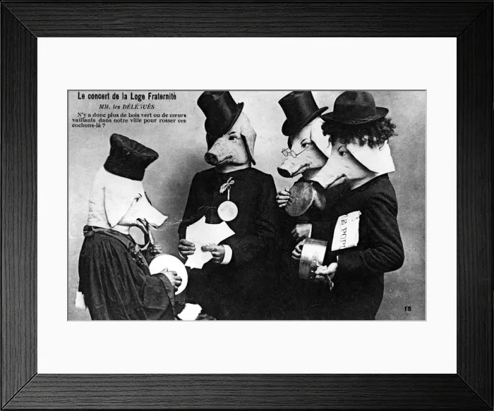 Framed Print : French anti-masonic postcard, 20th century Framed Print : French anti-masonic postcard, 20th century