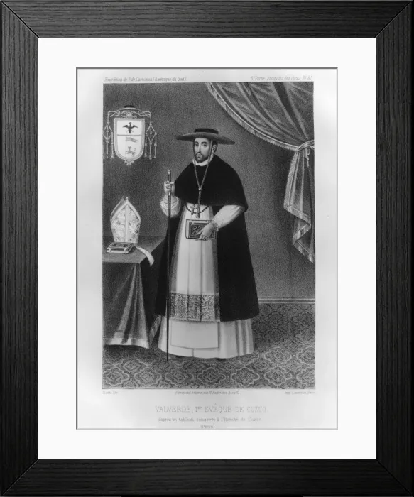 Framed Print : Vincente de Valverde, first Bishop of Cuzco, (1852). Artist: Jacques Francois Gauderique Llanta Framed Print : Vincente de Valverde, first Bishop of Cuzco, (1852). Artist: Jacques Francois Gauderique Llanta