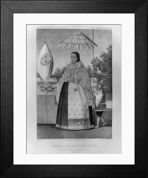Framed Print : Inca princess, national costume, 1852. Artist: Jacques Francois Gauderique Llanta Framed Print : Inca princess, national costume, 1852. Artist: Jacques Francois Gauderique Llanta