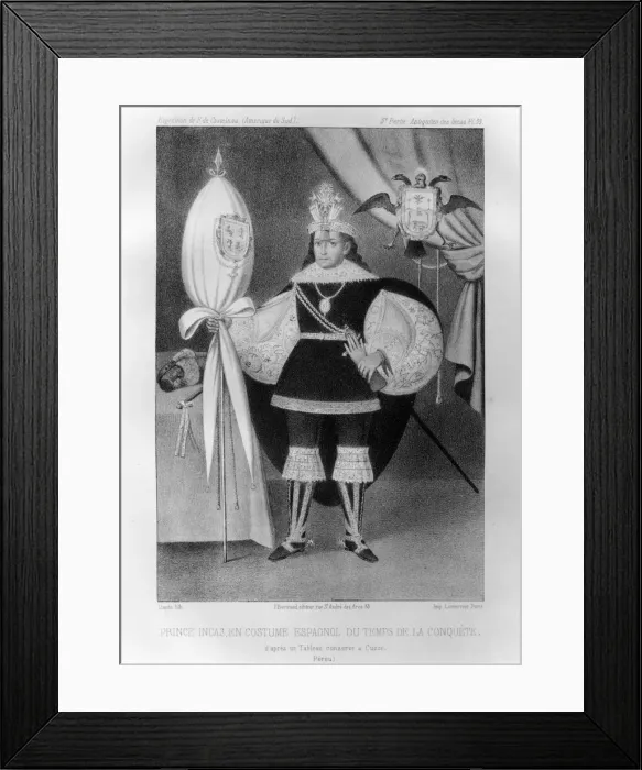 Framed Print : Inca prince, in Spanish costume during the time of the conquest, 16th century (1852). Artist: Jacques Francois Gauderique Llanta Framed Print : Inca prince, in Spanish costume during the time of the conquest, 16th century (1852). Artist: Jacques Francois Gauderique Llanta
