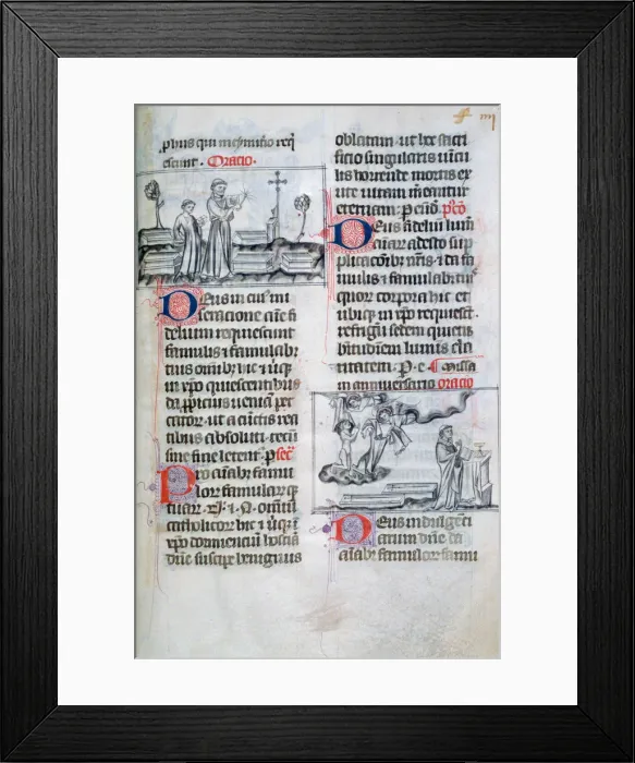 Framed Print : Mass for the buried in a graveyard, and anniversary mass for souls of the dead, 14th century Framed Print : Mass for the buried in a graveyard, and anniversary mass for souls of the dead, 14th century