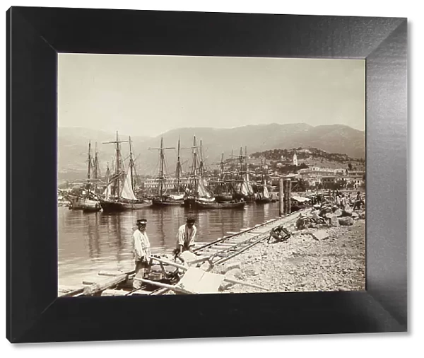 The construction of a pier in Yalta, Crimea, late 19th century(?)