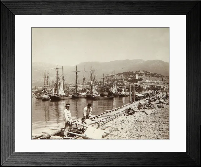 Framed Print : The construction of a pier in Yalta, Crimea, late 19th century(?) Framed Print : The construction of a pier in Yalta, Crimea, late 19th century(?)