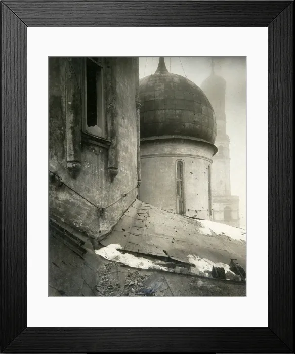 Framed Print : The Cathedral of the Dormition in the Moscow Kremlin after shelling in November 1917. Artist: Pyotr Petrovich Pavlov Framed Print : The Cathedral of the Dormition in the Moscow Kremlin after shelling in November 1917. Artist: Pyotr Petrovich Pavlov