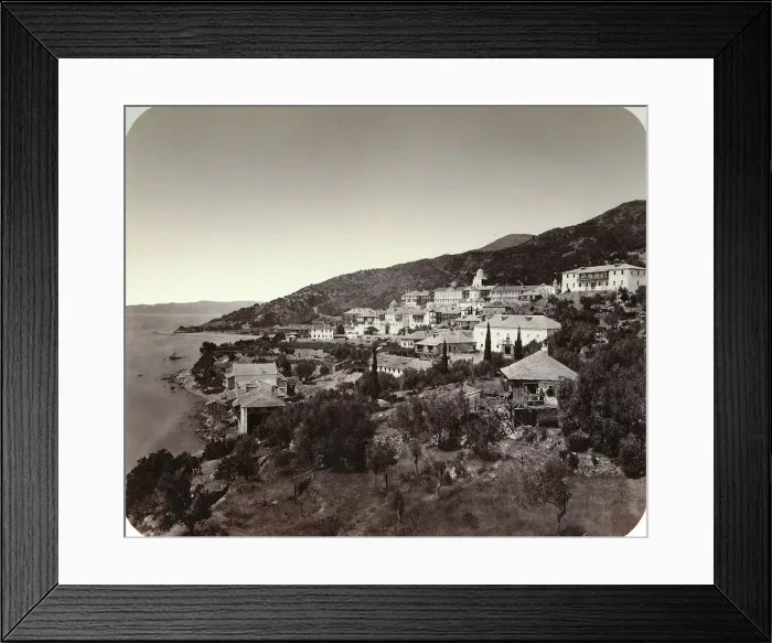 Framed Print : The Rossikon (St Panteleimon Monastery) on Mount Athos, Greece, 1860s Framed Print : The Rossikon (St Panteleimon Monastery) on Mount Athos, Greece, 1860s