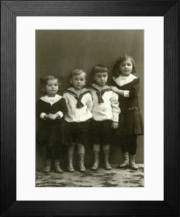 Framed Print : Portrait of four children, 1910s. Artist: Georgi Vasilievich Trunov Framed Print : Portrait of four children, 1910s. Artist: Georgi Vasilievich Trunov