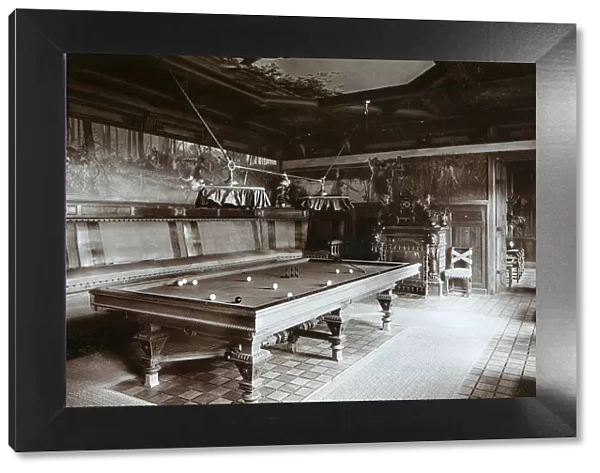 The billiard room, Imperial Palace, Bialowieza Forest, Russia, late 19th century. Artist: Mechkovsky