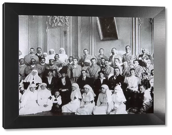 Tsarina Maria Fyodorovna of Russia visiting a hospital in Kiev, 1915