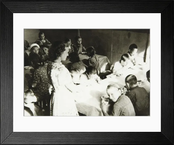 Framed Print : A Young Pioneers camp canteen, USSR, 1930s Framed Print : A Young Pioneers camp canteen, USSR, 1930s