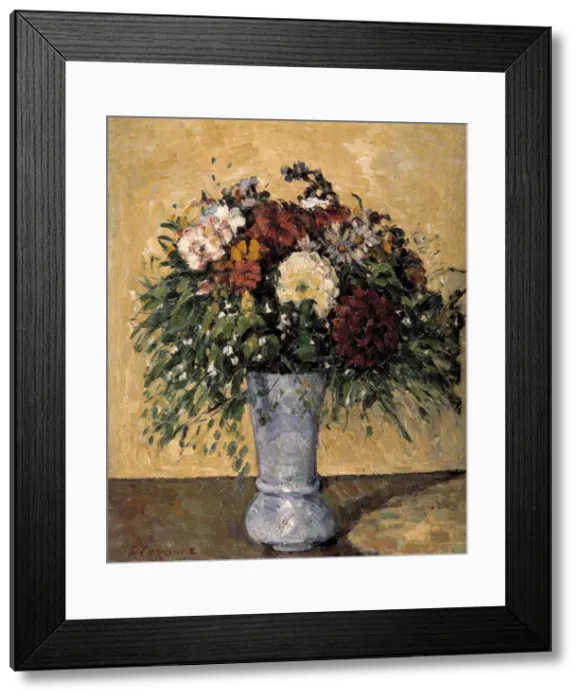 Framed Print : Flowers in a Blue Vase, 1873-1875. Artist: Paul Cezanne Framed Print : Flowers in a Blue Vase, 1873-1875. Artist: Paul Cezanne