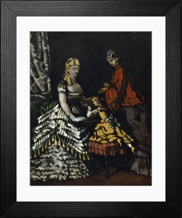 Framed Print : Interior with Two Women and a Child, c1861. Artist: Paul Cezanne Framed Print : Interior with Two Women and a Child, c1861. Artist: Paul Cezanne