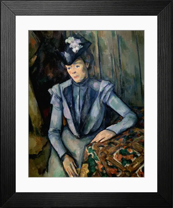 Framed Print : Lady in Blue (Madame Cezanne), c1900. Artist: Paul Cezanne Framed Print : Lady in Blue (Madame Cezanne), c1900. Artist: Paul Cezanne