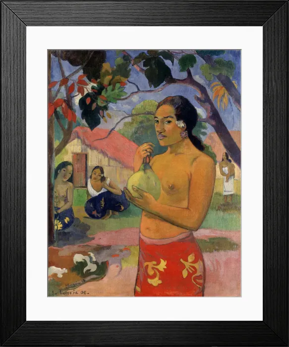 Framed Print : Eu haere ia oe (Woman Holding a Fruit. Where Are You Going?), 1893. Artist: Paul Gauguin Framed Print : Eu haere ia oe (Woman Holding a Fruit. Where Are You Going?), 1893. Artist: Paul Gauguin