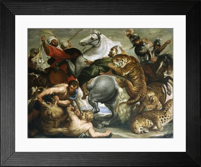 Framed Print : Tiger, Lion And Leopard Hunt, 1616. Artist: Peter Paul Rubens Framed Print : Tiger, Lion And Leopard Hunt, 1616. Artist: Peter Paul Rubens