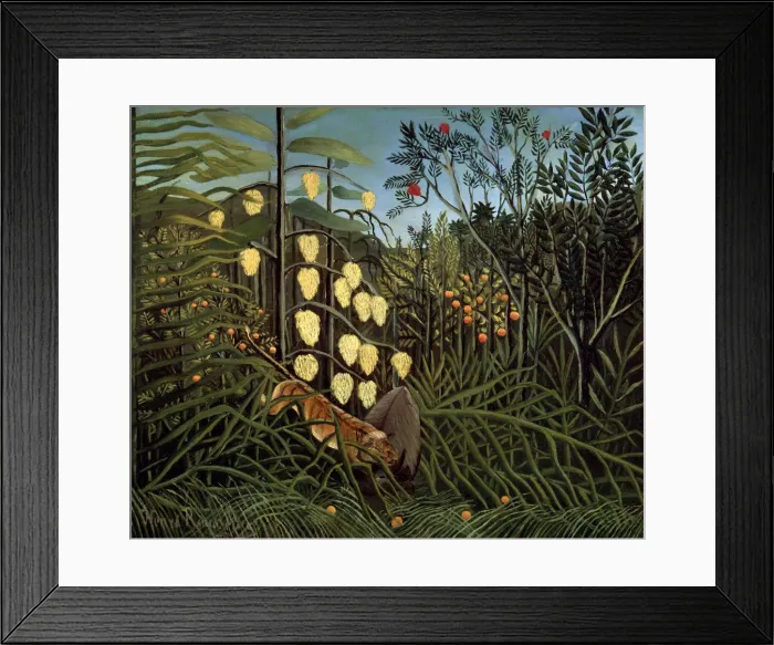 Framed Print : In a tropical Forest. Struggle between Tiger and Bull, 1908-1909. Artist: Henri Rousseau Framed Print : In a tropical Forest. Struggle between Tiger and Bull, 1908-1909. Artist: Henri Rousseau