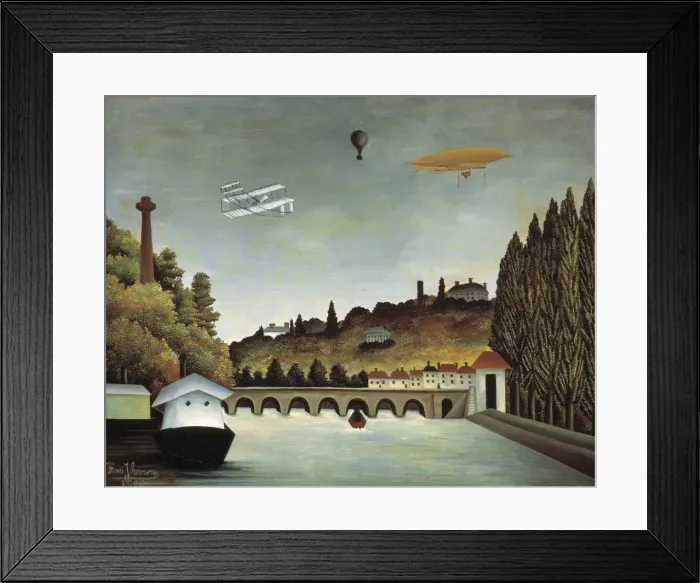 Framed Print : View of the Sevres Bridge and the Hills of Clamart, Saint-Cloud and Bellevue, 1908. Artist: Henri Rousseau Framed Print : View of the Sevres Bridge and the Hills of Clamart, Saint-Cloud and Bellevue, 1908. Artist: Henri Rousseau