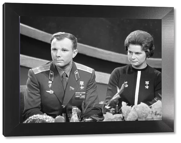 Yuri Gagarin and Valentina Tereshkova, Russian cosmonauts, 1963