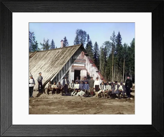 Framed Print : Austro-Hungarian prisoners of war near a barracks, Karelia, Russia, WWI, 1915. Artist: Sergey Mikhaylovich Prokudin-Gorsky Framed Print : Austro-Hungarian prisoners of war near a barracks, Karelia, Russia, WWI, 1915. Artist: Sergey Mikhaylovich Prokudin-Gorsky