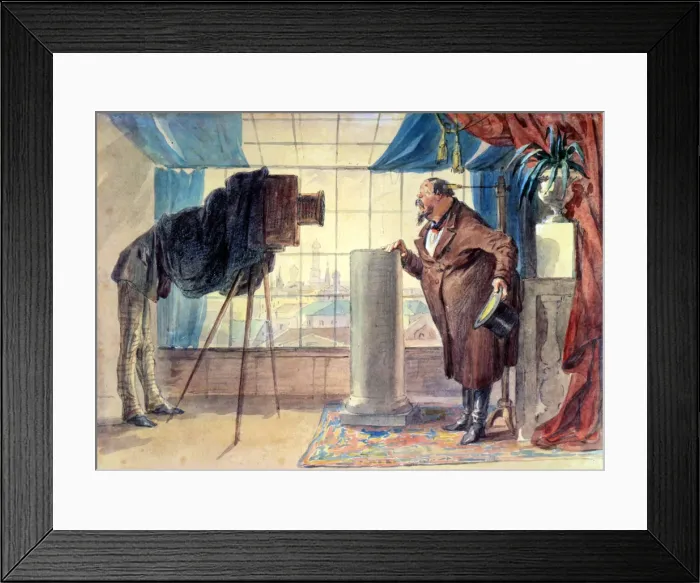 Framed Print : Merchant at the Photographer, 1860s. Artist: Petr Mikhailovich Shmel kov Framed Print : Merchant at the Photographer, 1860s. Artist: Petr Mikhailovich Shmel kov
