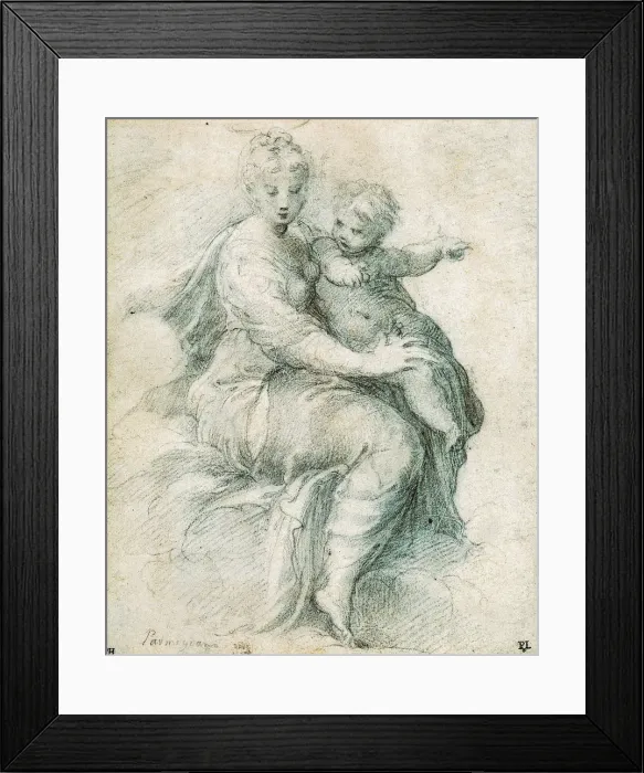 Framed Print : Madonna and Child on the Clouds, c1525. Artist: Parmigianino Framed Print : Madonna and Child on the Clouds, c1525. Artist: Parmigianino