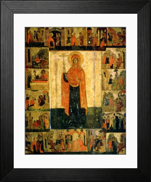 Framed Print : Saint Paraskeva Pyatnitsa with Scenes from Her Life, 15th century Framed Print : Saint Paraskeva Pyatnitsa with Scenes from Her Life, 15th century