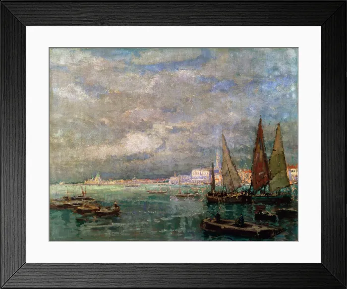 Framed Print : Landscape with Boats, late 19th or early 20th century. Artist: Karl Hagemeister Framed Print : Landscape with Boats, late 19th or early 20th century. Artist: Karl Hagemeister