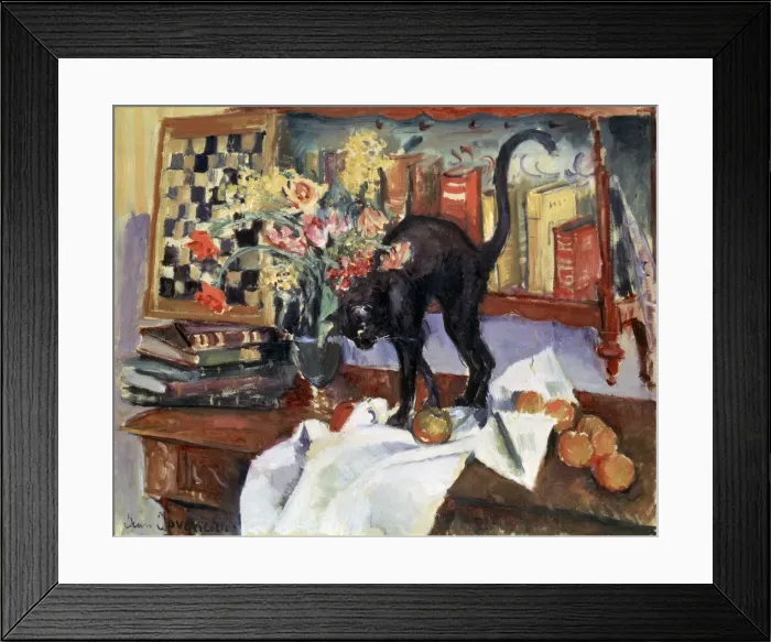 Framed Print : Still Life with a Cat, 1912. Artist: Jean Joveneau