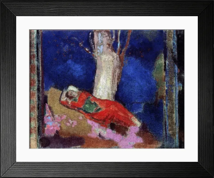 Framed Print : A Woman Lying under the Tree, 19th or early 20th century. Artist: Odilon Redon Framed Print : A Woman Lying under the Tree, 19th or early 20th century. Artist: Odilon Redon