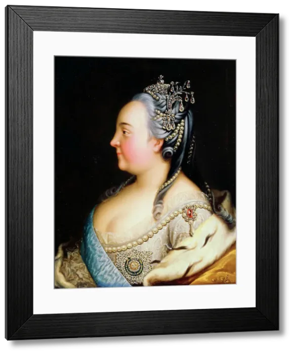 Framed Print : Portrait of Empress Elisabeth with Pearls, c1768. Artist: Heinrich Buchholz Framed Print : Portrait of Empress Elisabeth with Pearls, c1768. Artist: Heinrich Buchholz