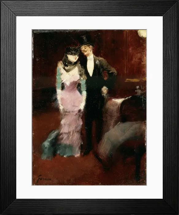 Framed Print : Leaving a Masquerade Ball at the Paris Opera, late 19th or early 20th century. Artist: Jean Louis Forain Framed Print : Leaving a Masquerade Ball at the Paris Opera, late 19th or early 20th century. Artist: Jean Louis Forain