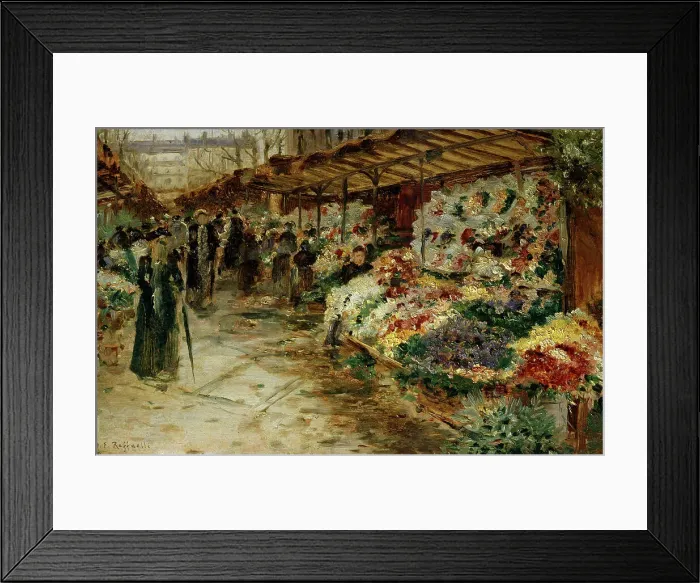 Framed Print : Flower Market, 1882. Artist: Jean Francois Raffaelli Framed Print : Flower Market, 1882. Artist: Jean Francois Raffaelli