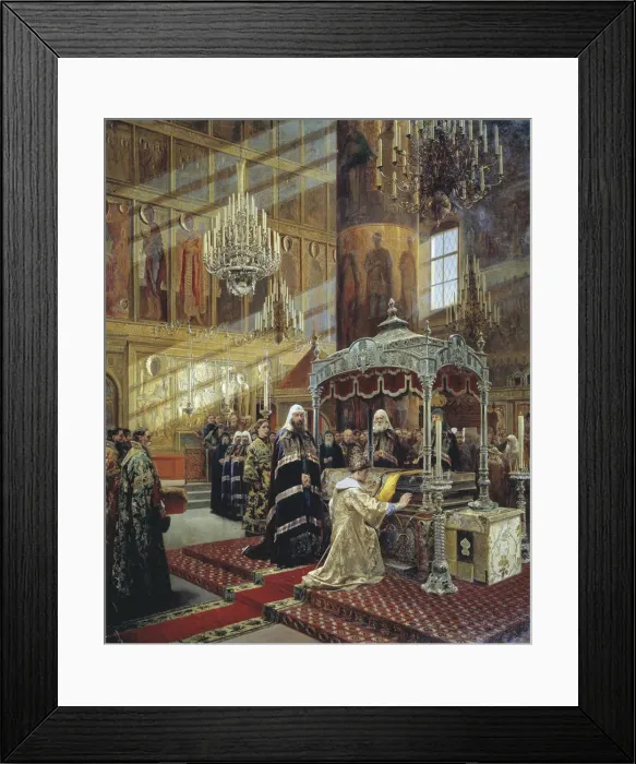 Framed Print : Tsar Alexis and Patriarch Nikon at the coffin of Metropolitan Philip of Moscow, 17th century (1886). Artist: Alexander Litovchenko Framed Print : Tsar Alexis and Patriarch Nikon at the coffin of Metropolitan Philip of Moscow, 17th century (1886). Artist: Alexander Litovchenko