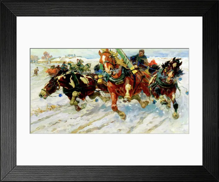 Framed Print : Troika, 1917. Artist: Nikolai Samokish Framed Print : Troika, 1917. Artist: Nikolai Samokish