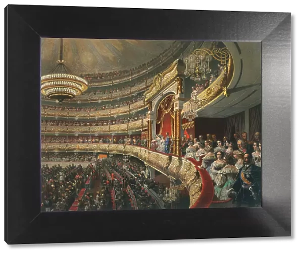 Auditorium of the Bolshoi Theatre, Moscow, Russia, 1856. Artist: Mihaly Zichy