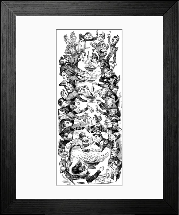Framed Print : An International Punch, drawing for the magazine Le Journal pour Rire, 1849. Artist: Gustave Dore Framed Print : An International Punch, drawing for the magazine Le Journal pour Rire, 1849. Artist: Gustave Dore