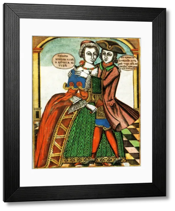 Framed Print : Dark Eyes, Lubok print, mid 18th century Framed Print : Dark Eyes, Lubok print, mid 18th century