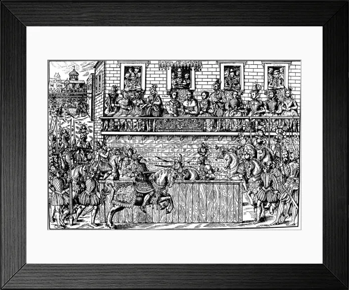 Framed Print : Death of King Henry II at the Tournament, 1559 (1570). Artist: Jean Jacques Perrissin Framed Print : Death of King Henry II at the Tournament, 1559 (1570). Artist: Jean Jacques Perrissin