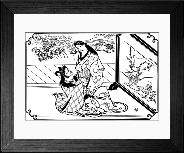 Framed Print : Behind the Screen, 1680s. Artist: Hishikawa Moronobu