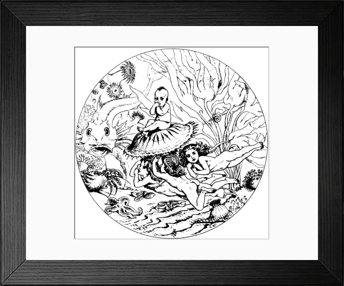 Framed Print : Illustration from the fairy tale The Water-Babies, by Charles Kingsley, 1863. Artist: Noel Paton Framed Print : Illustration from the fairy tale The Water-Babies, by Charles Kingsley, 1863. Artist: Noel Paton