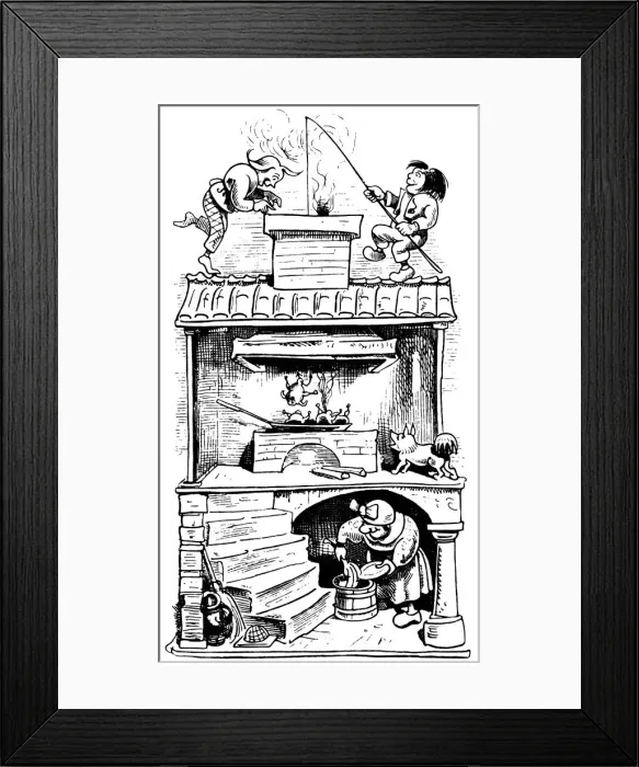 Framed Print : The Widows House (Second Trick), 1865. Artist: Wilhelm Busch Framed Print : The Widows House (Second Trick), 1865. Artist: Wilhelm Busch