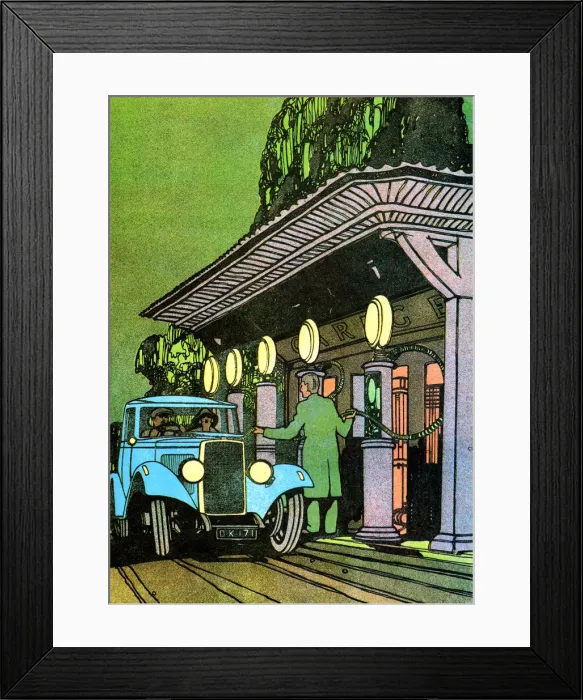 Framed Print : At a filling station, c1930. Artist: Leslie Carr Framed Print : At a filling station, c1930. Artist: Leslie Carr