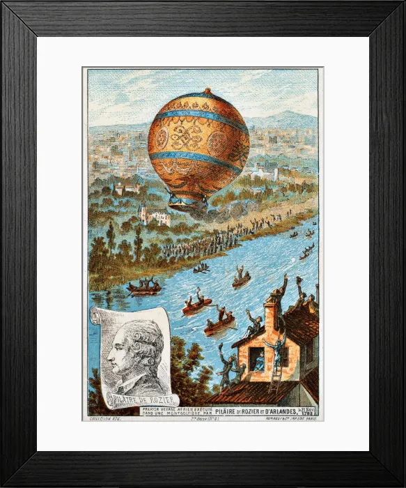 Framed Print : First aerial voyage of Pilatre de Rozier and d Arlandes, Paris, France, 1783 (1890s) Framed Print : First aerial voyage of Pilatre de Rozier and d Arlandes, Paris, France, 1783 (1890s)