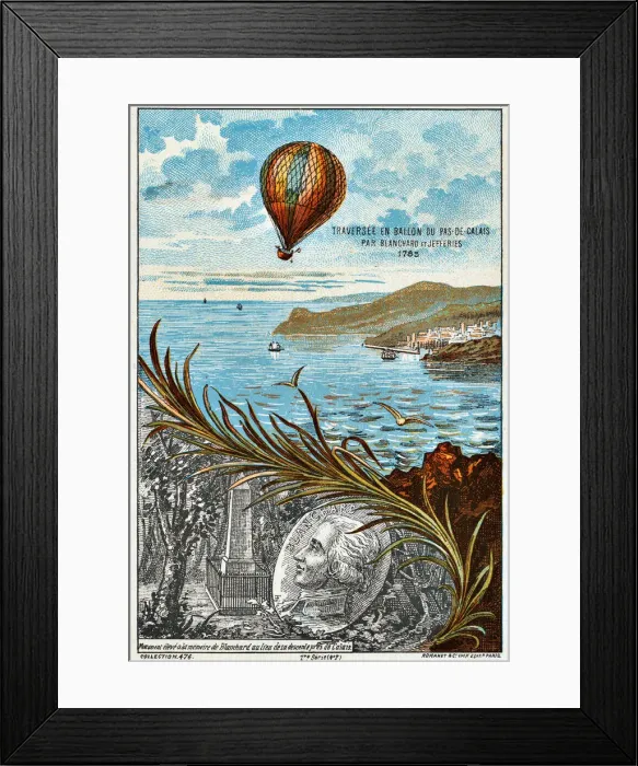 Framed Print : Crossing of the English Channel by Blanchard and Jeffries, 1785 (1890s)