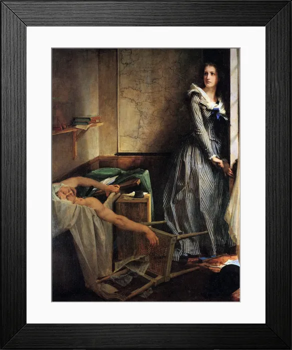 Framed Print : Charlotte Corday after the murder of Marat, 1861. Artist: Paul-Jacques-Aime Baudry Framed Print : Charlotte Corday after the murder of Marat, 1861. Artist: Paul-Jacques-Aime Baudry