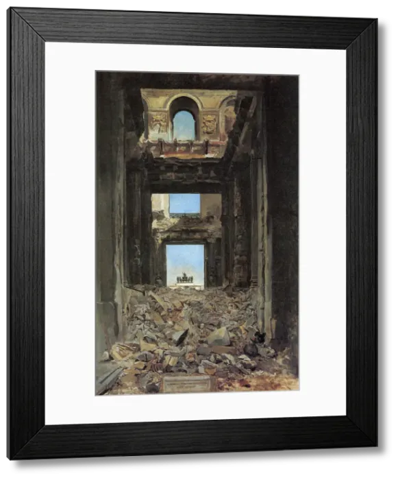 Framed Print : The Ruins of the Tuileries Palace after the Commune of 1871, 1877. Artist: Jean Louis Ernest Meissonier Framed Print : The Ruins of the Tuileries Palace after the Commune of 1871, 1877. Artist: Jean Louis Ernest Meissonier