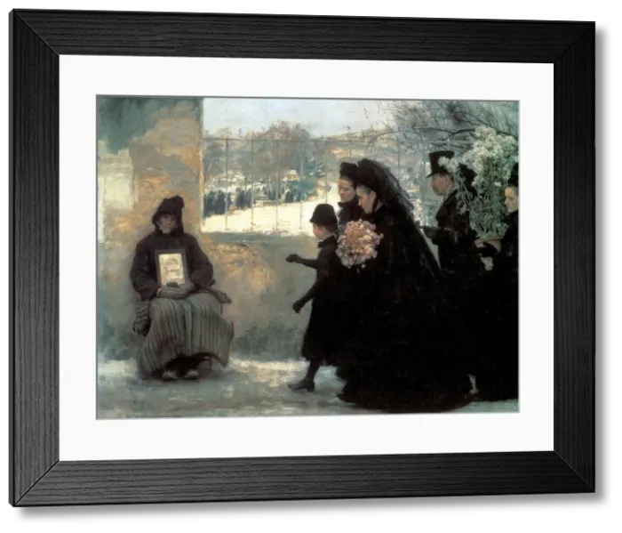 Framed Print : All Saints Day, 1888. Artist: Emile Friant Framed Print : All Saints Day, 1888. Artist: Emile Friant